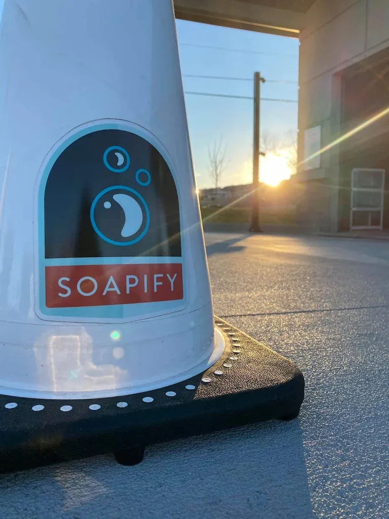The Soapify sign at the St. Peters wash at golden hour